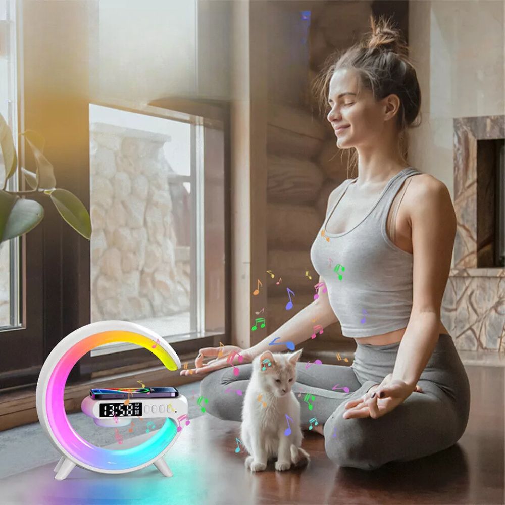 LED Lamp Smart Bluetooth Speaker Wireless Charger Night Light RGB Alarm Clock
