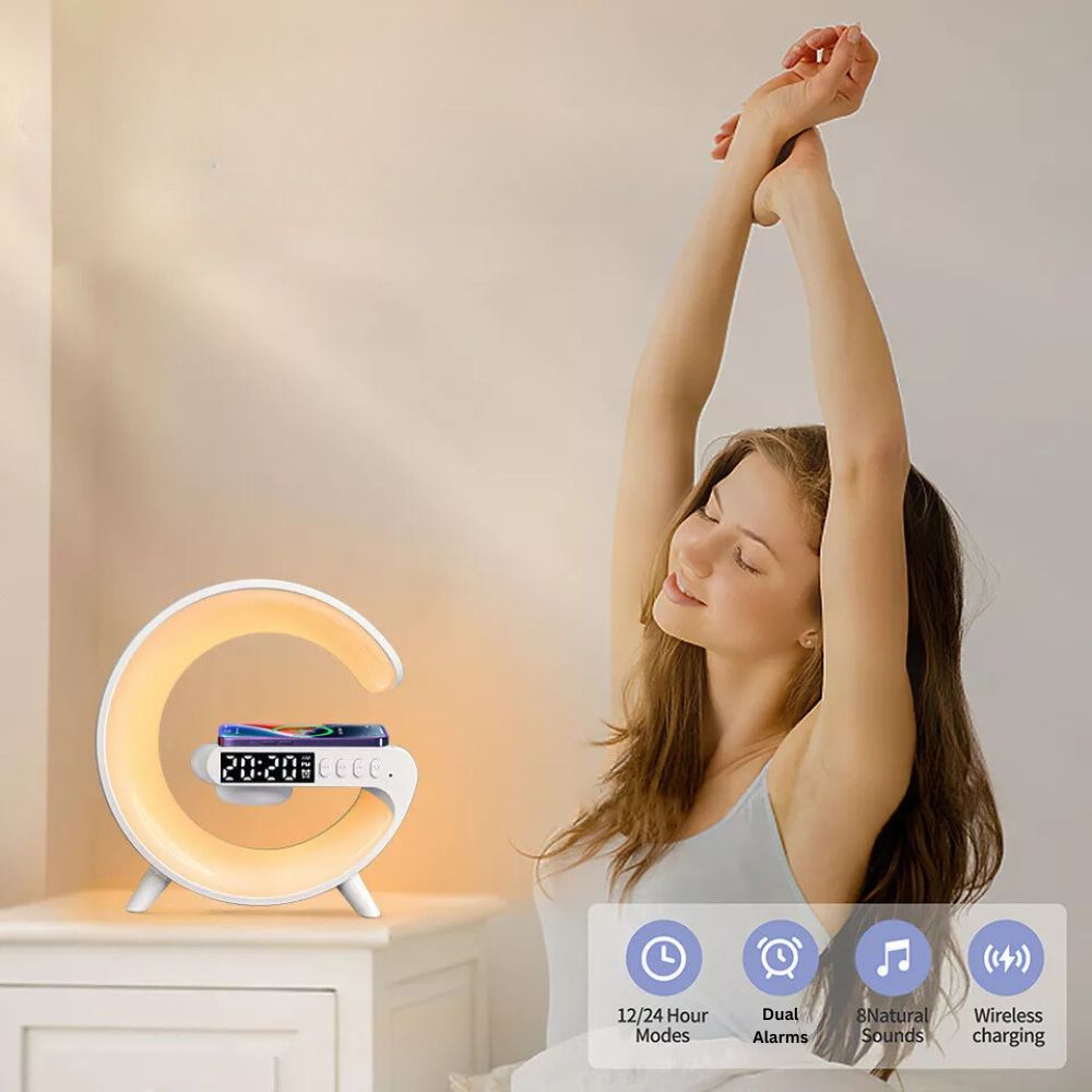 LED Lamp Smart Bluetooth Speaker Wireless Charger Night Light RGB Alarm Clock