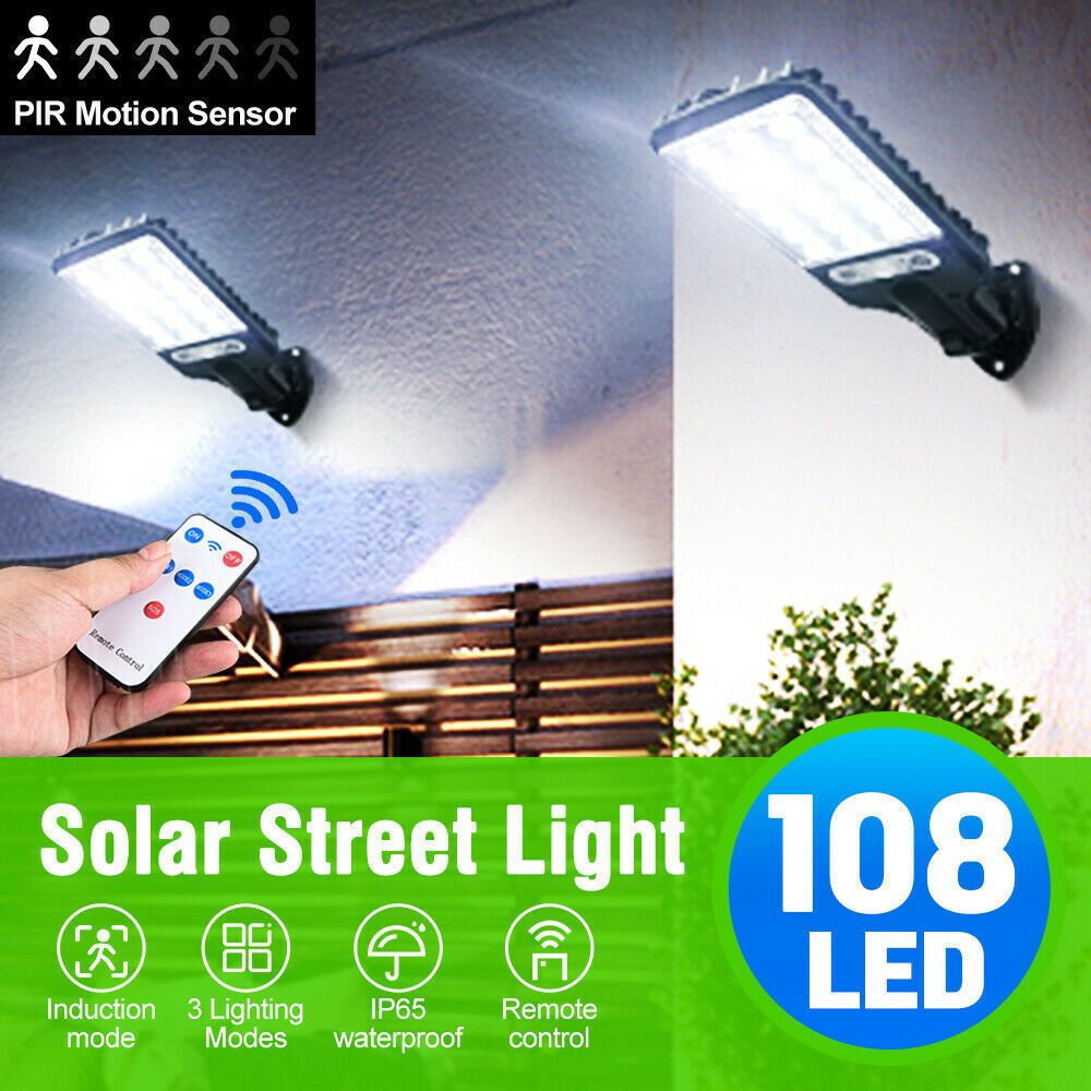 Motion Sensor Solar Flood Light 9000W LED Security Wall Yard Street Outdoor Lamp