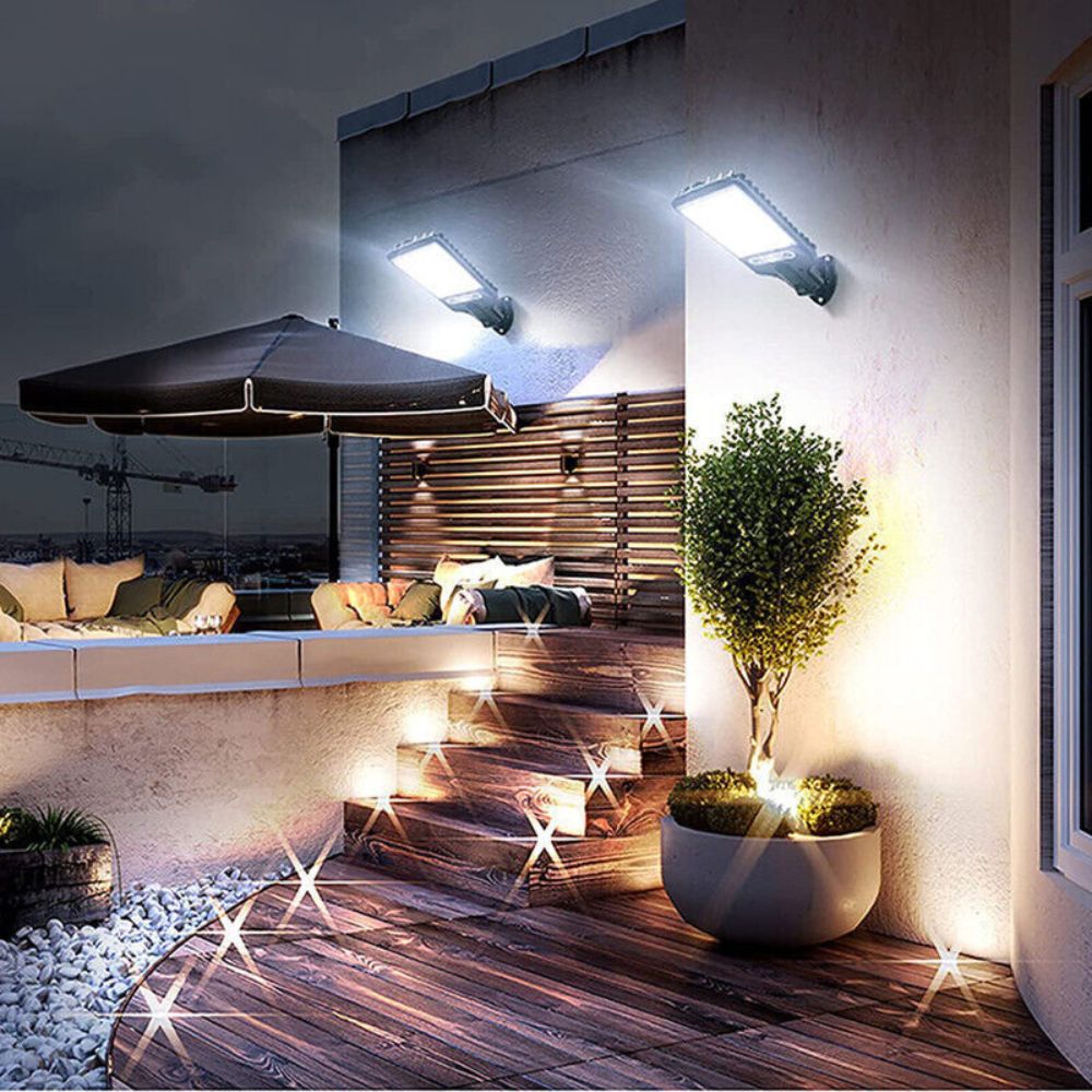 Motion Sensor Solar Flood Light 9000W LED Security Wall Yard Street Outdoor Lamp
