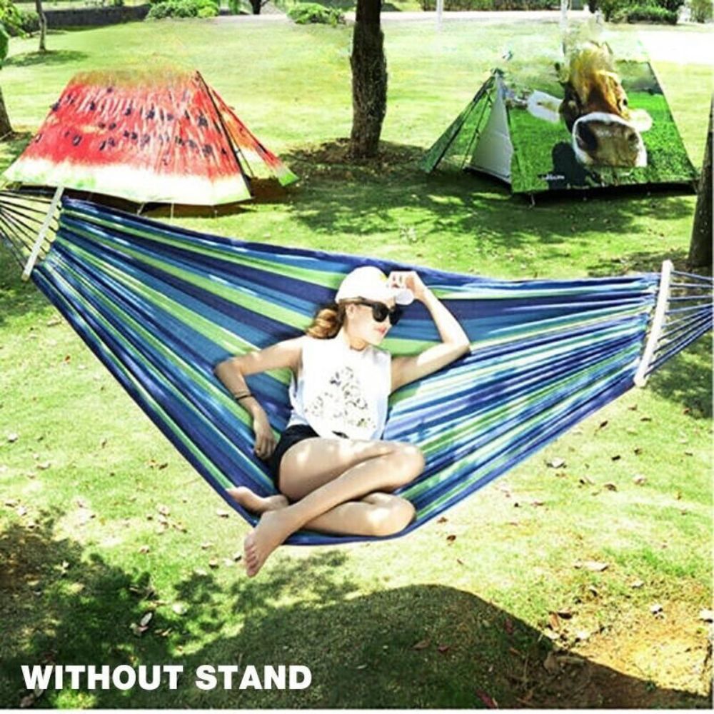 Outdoor Double Hammock Swinging Camping Hanging Travel Bed Tree Strap Hook