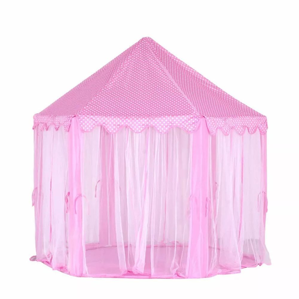 Pink Princess Castle Play Tent Kids Teepee Play House Outdoor Indoor