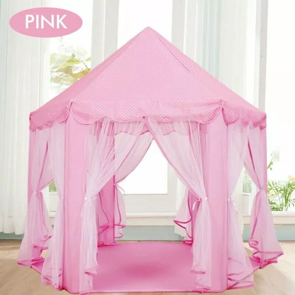 Pink Princess Castle Play Tent Kids Teepee Play House Outdoor Indoor