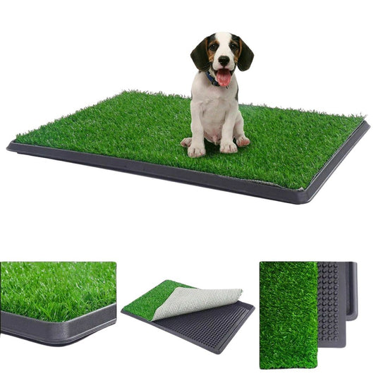 Portable Indoor Dog Pet Potty Training Toilet Large Loo Pad Tray 1 / 2 Grass Mat