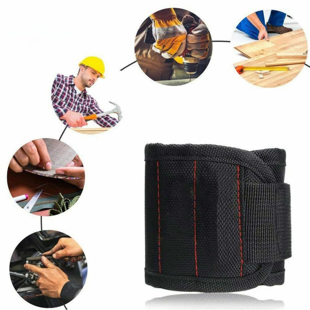 Portable Magnetic Wristband Tool Bag Belt Screws Nails Drill Bit Bracelet 5Grids