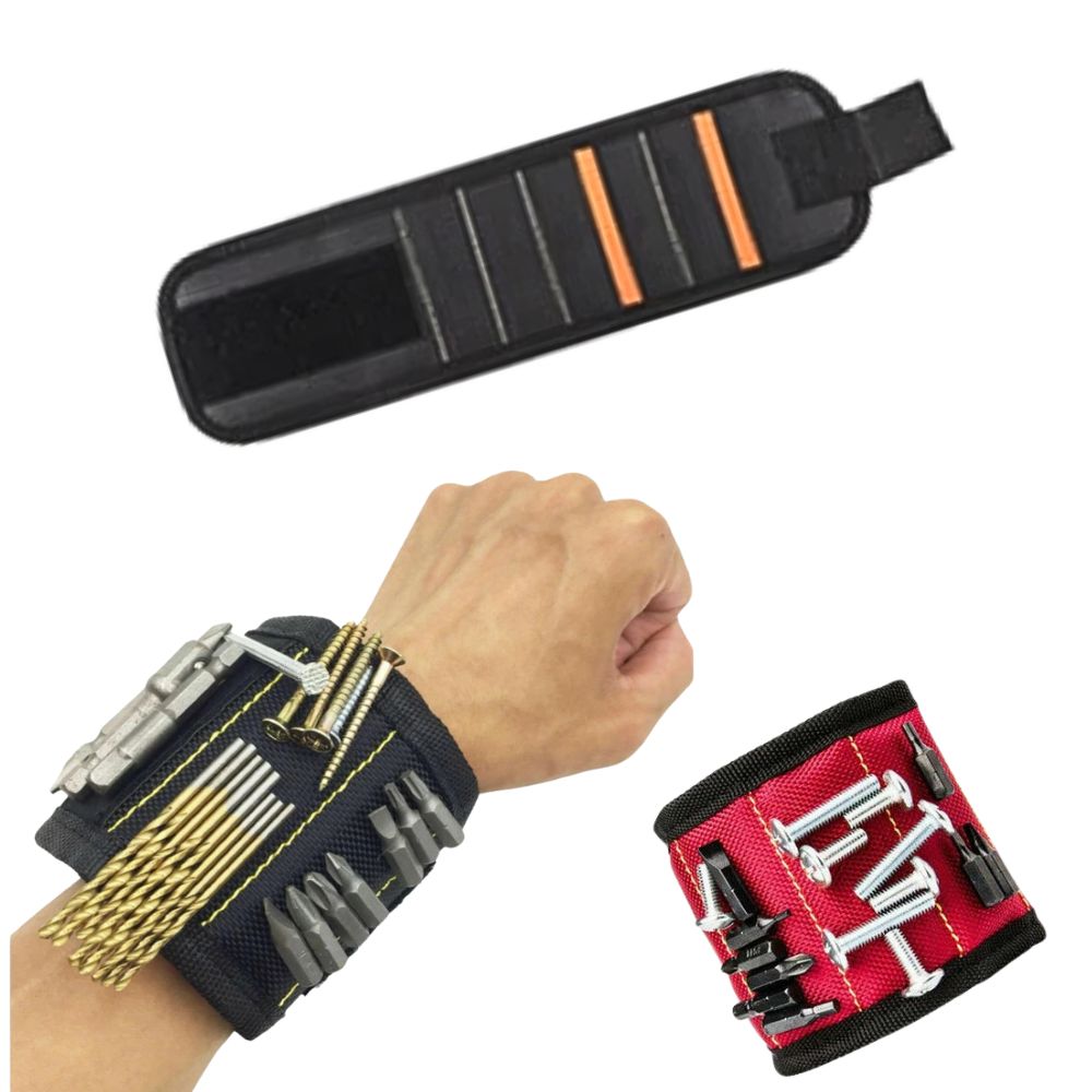 Portable Magnetic Wristband Tool Bag Belt Screws Nails Drill Bit Bracelet 5Grids
