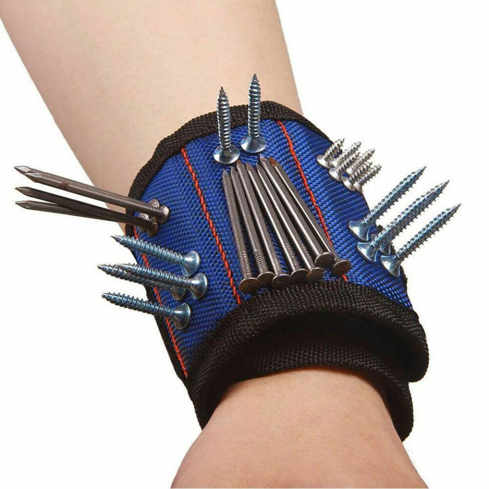 Portable Magnetic Wristband Tool Bag Belt Screws Nails Drill Bit Bracelet 5Grids