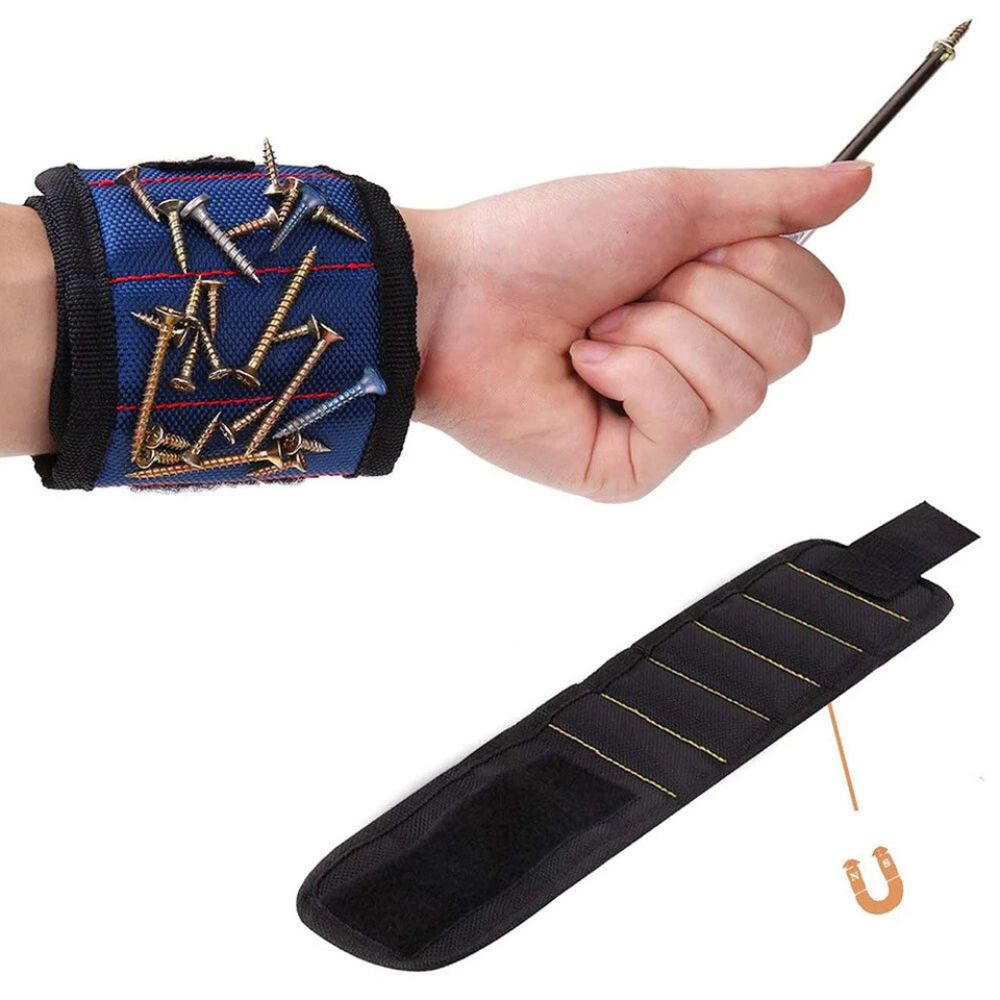 Portable Magnetic Wristband Tool Bag Belt Screws Nails Drill Bit Bracelet 5Grids