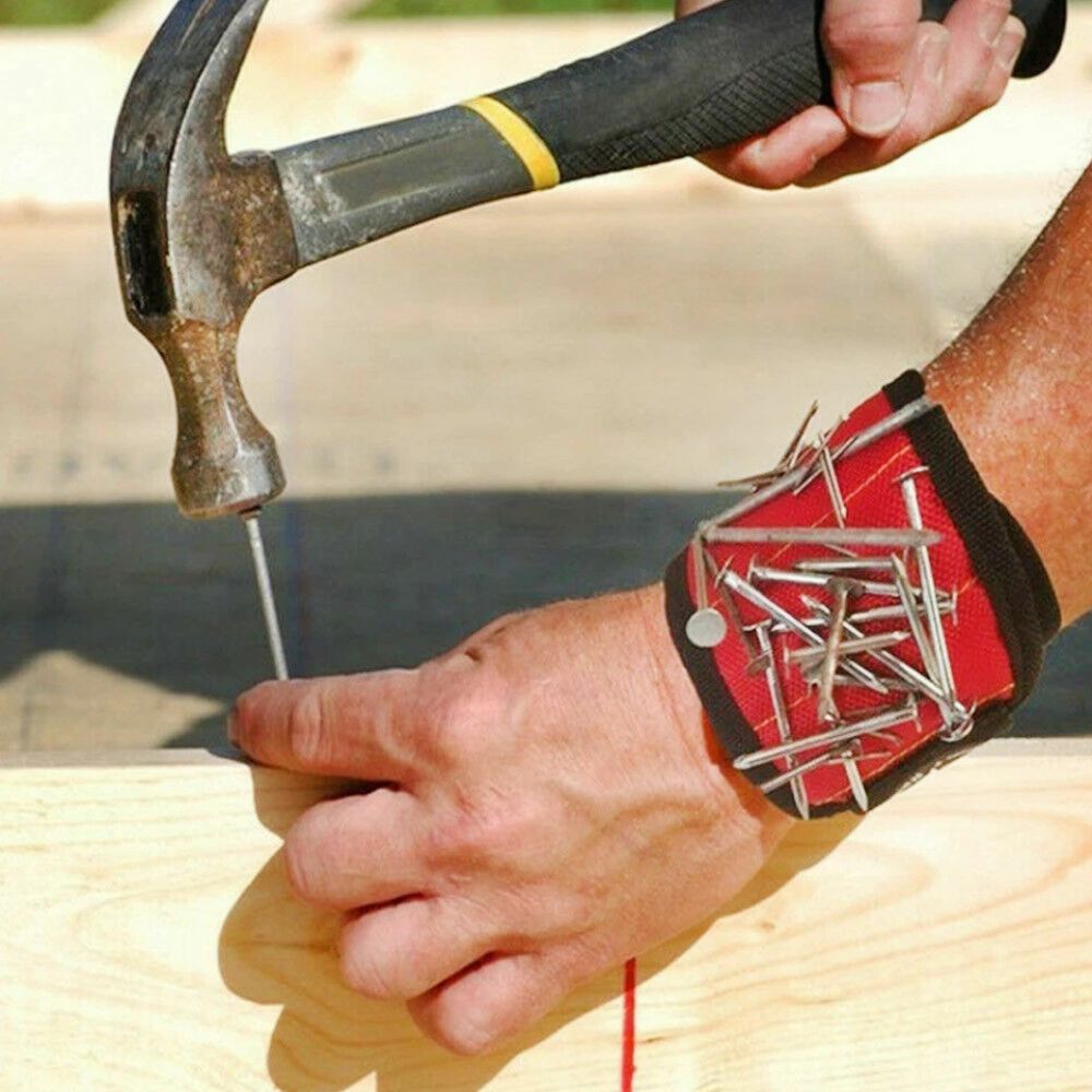 Portable Magnetic Wristband Tool Bag Belt Screws Nails Drill Bit Bracelet 5Grids