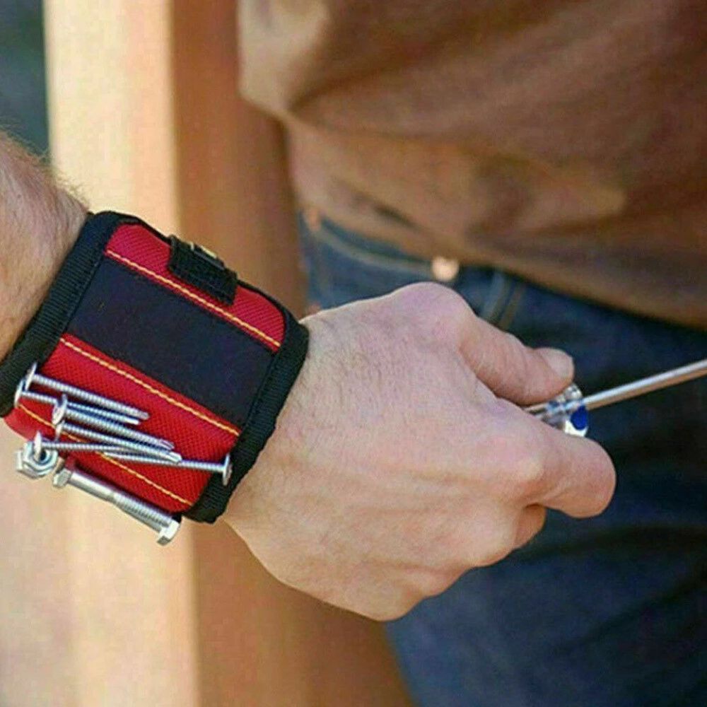 Portable Magnetic Wristband Tool Bag Belt Screws Nails Drill Bit Bracelet 5Grids