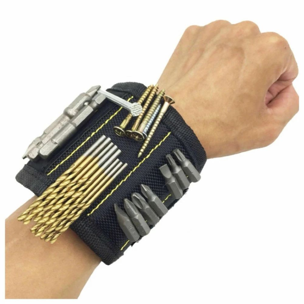 Portable Magnetic Wristband Tool Bag Belt Screws Nails Drill Bit Bracelet 5Grids