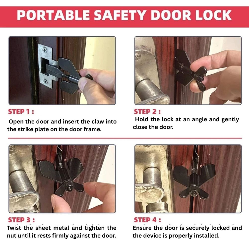 Portable Safe-Lock Door Lock Security Safety Travel Hotel Home Addalock