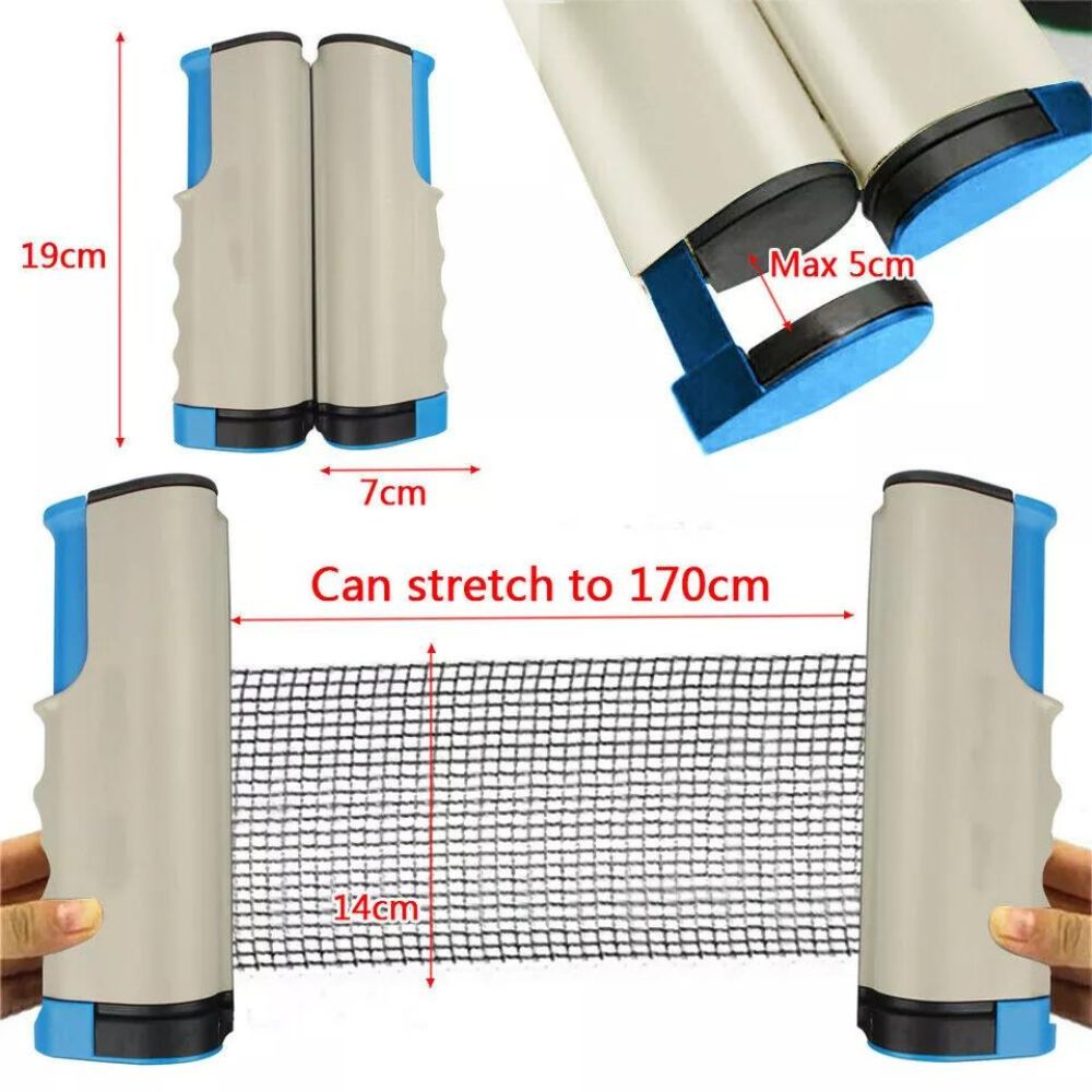 Portable Table Tennis Kit Ping Pong Set Instant Retractable Net Rack + 2 Bats + 6 Balls