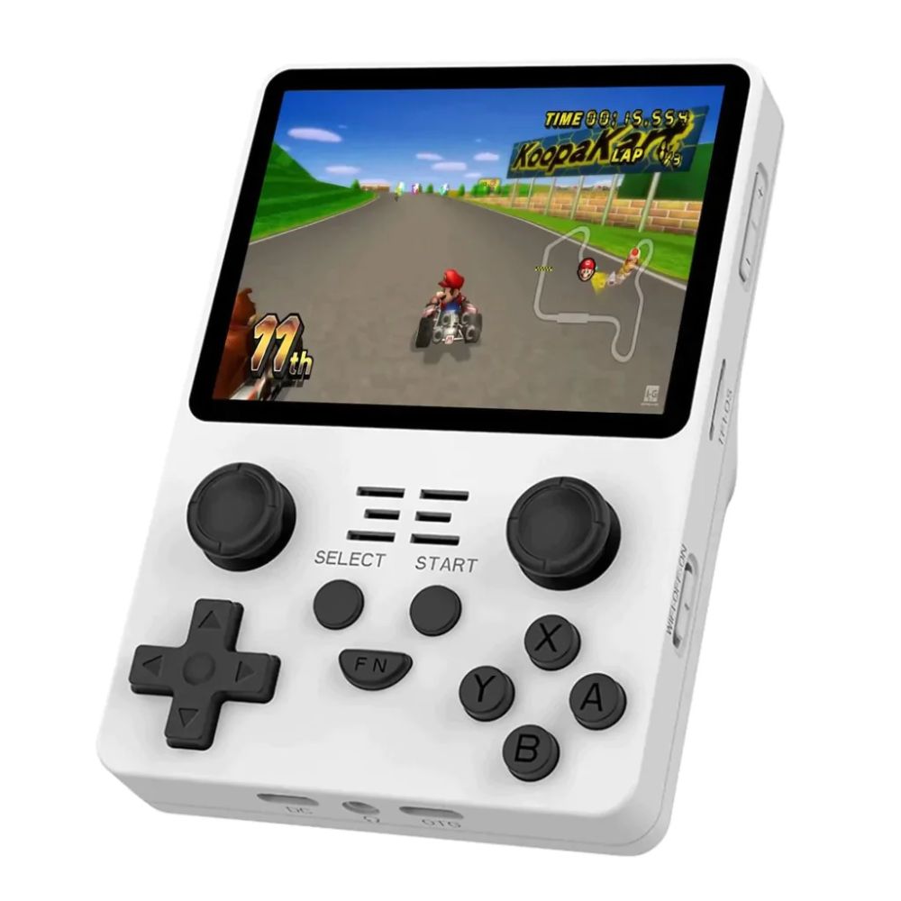 Featuring a sleek white design and an HD LCD screen, this portable device allows you to relive your favorite retro games anytime, anywhere.