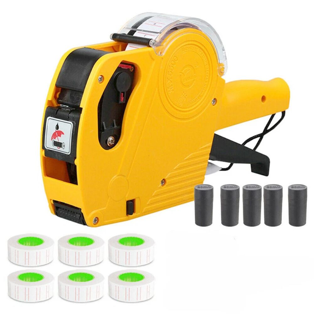 Pricing Machine Kit Price Tag Gun Labeller with 6 Rolls Labels and 5 Inks Roller