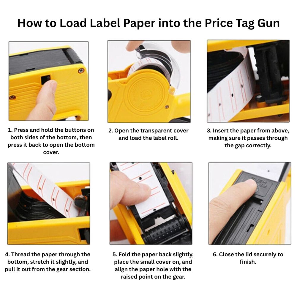 Pricing Machine Kit Price Tag Gun Labeller with 6 Rolls Labels and 5 Inks Roller