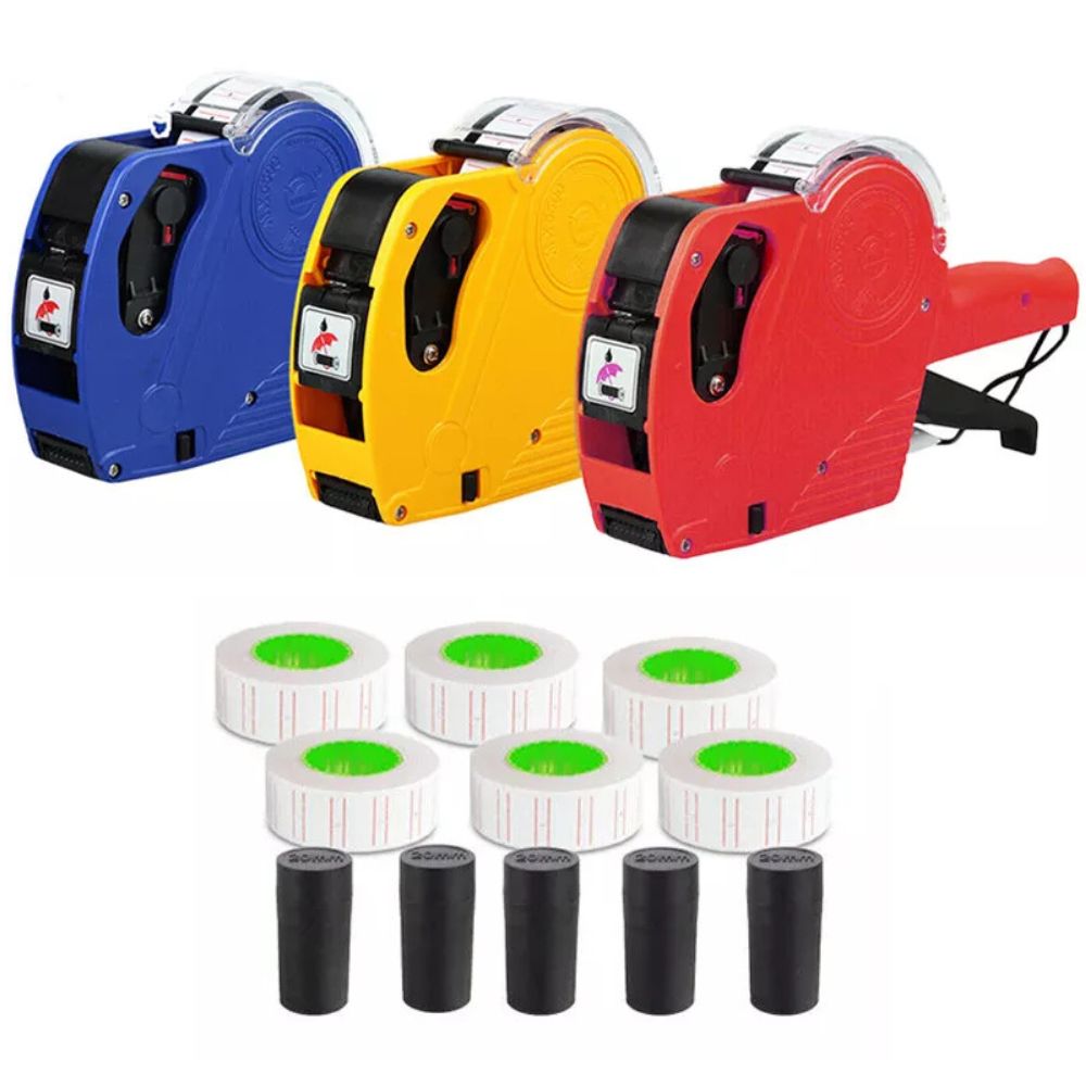 Pricing Machine Kit Price Tag Gun Labeller with 6 Rolls Labels and 5 Inks Roller