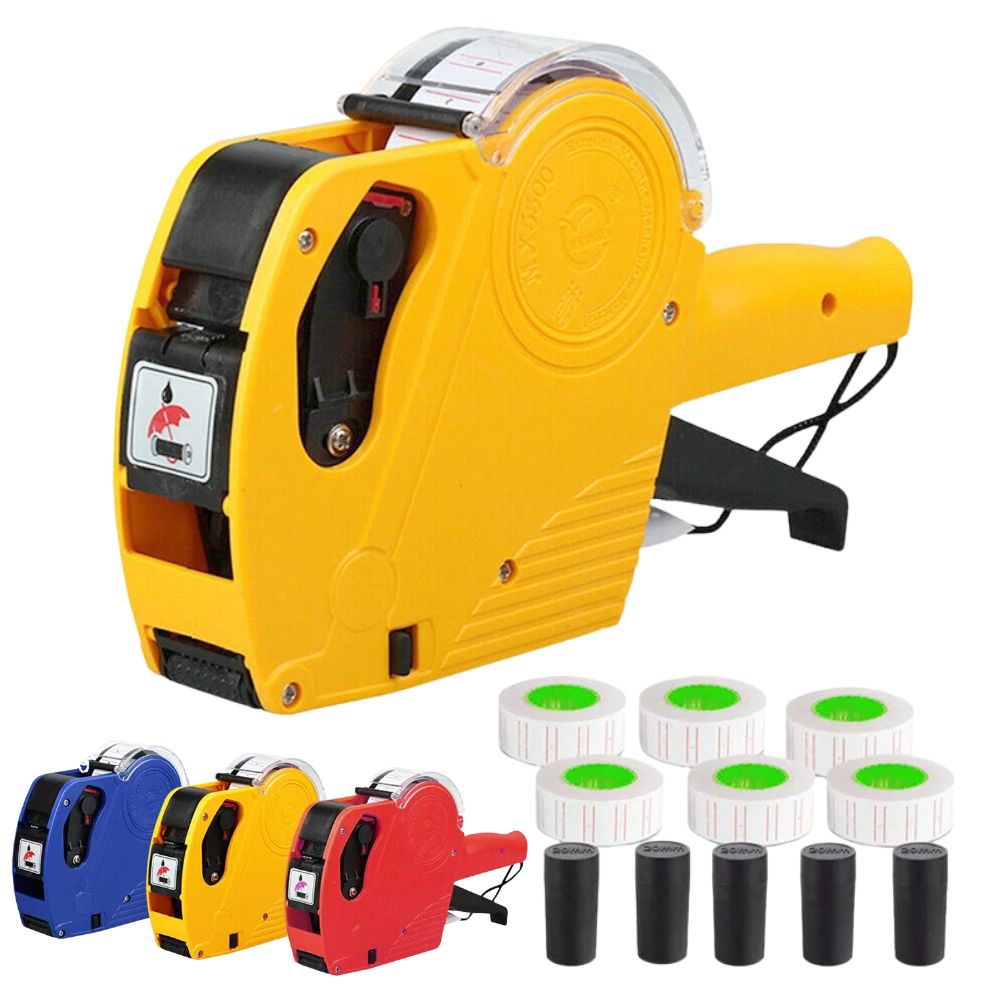 Pricing Machine Kit Price Tag Gun Labeller with 6 Rolls Labels and 5 Inks Roller