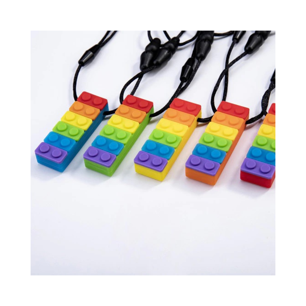 Rainbow Brick Sensory Chew Necklace For Biting, Teething, Autism, ADHD & Fidgeting