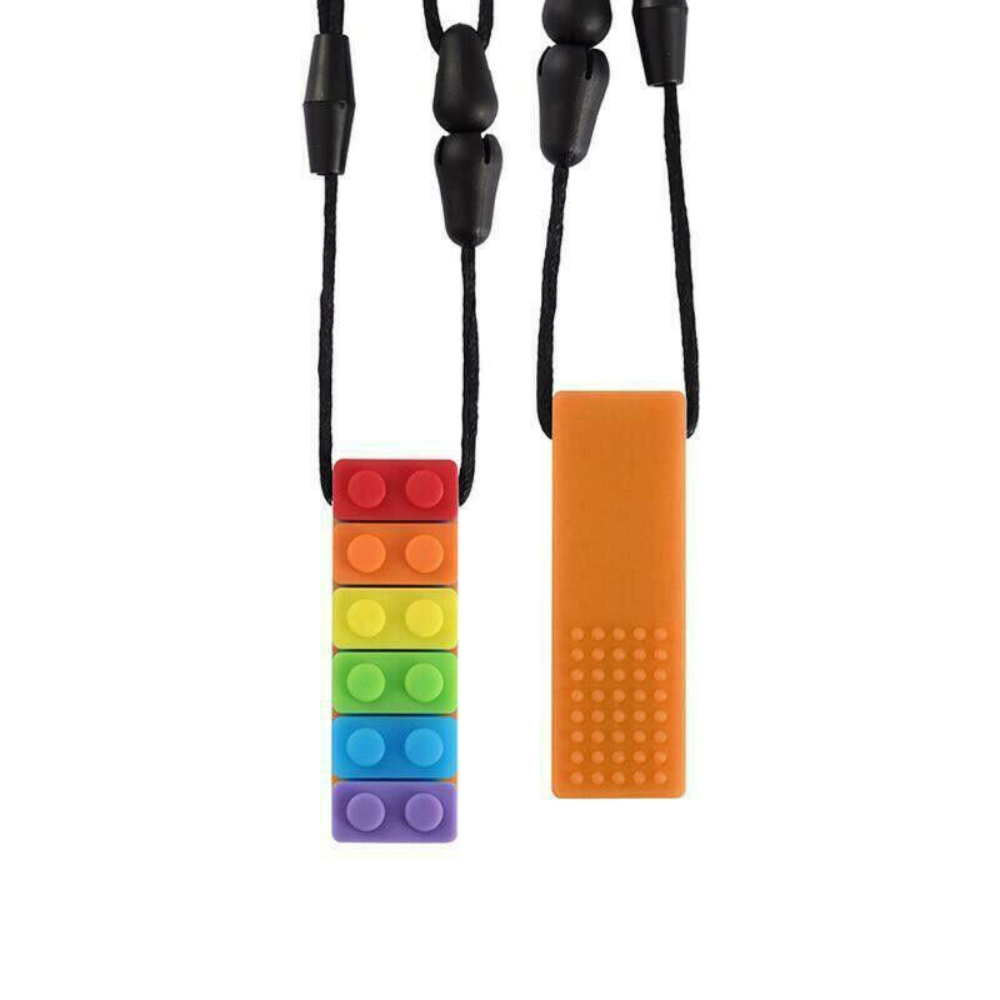 Rainbow Brick Sensory Chew Necklace For Biting, Teething, Autism, ADHD & Fidgeting