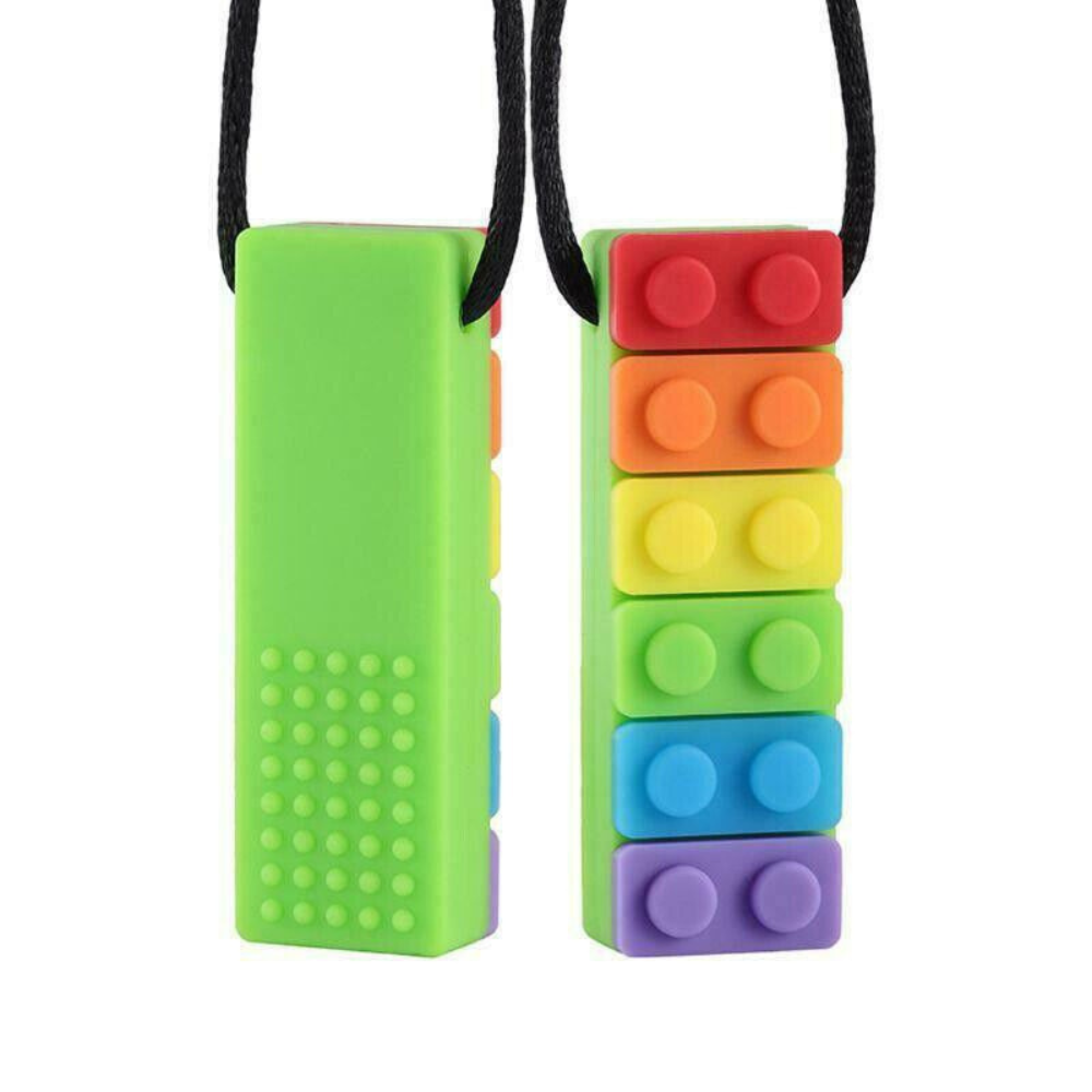 Rainbow Brick Sensory Chew Necklace For Biting, Teething, Autism, ADHD & Fidgeting