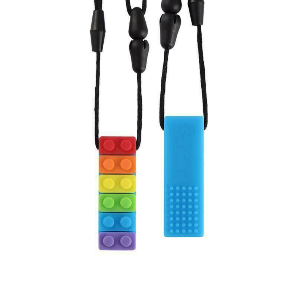 Rainbow Brick Sensory Chew Necklace For Biting, Teething, Autism, ADHD & Fidgeting