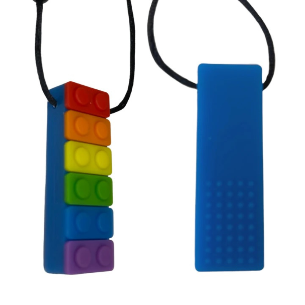 Rainbow Brick Sensory Chew Necklace For Biting, Teething, Autism, ADHD & Fidgeting