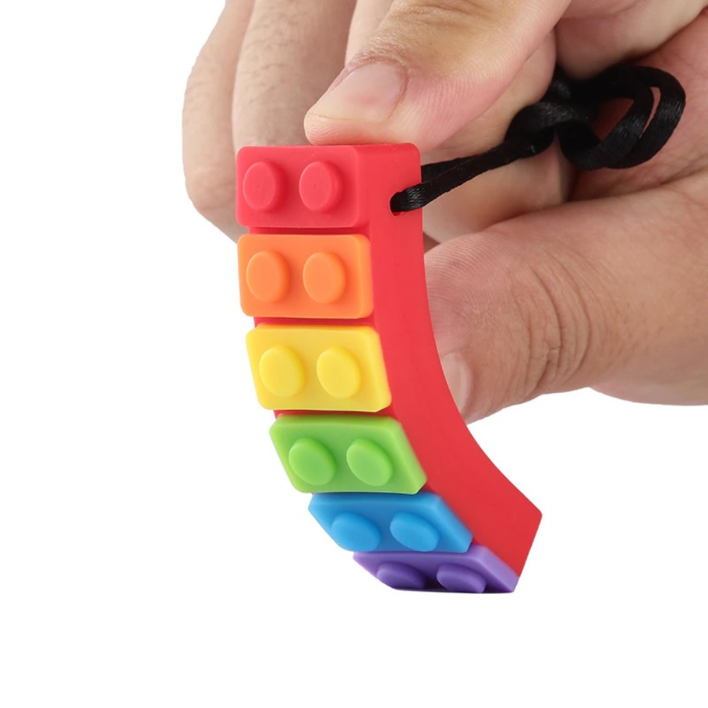 Rainbow Brick Sensory Chew Necklace For Biting, Teething, Autism, ADHD & Fidgeting