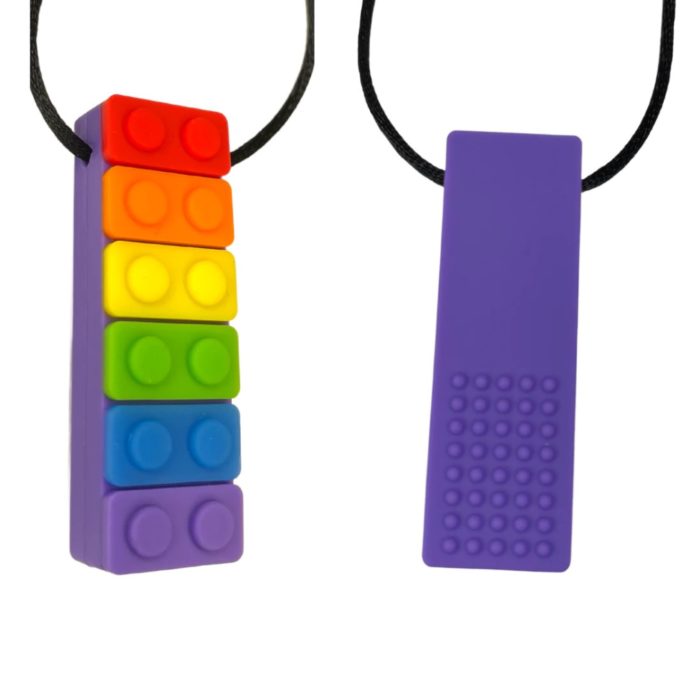 Rainbow Brick Sensory Chew Necklace For Biting, Teething, Autism, ADHD & Fidgeting