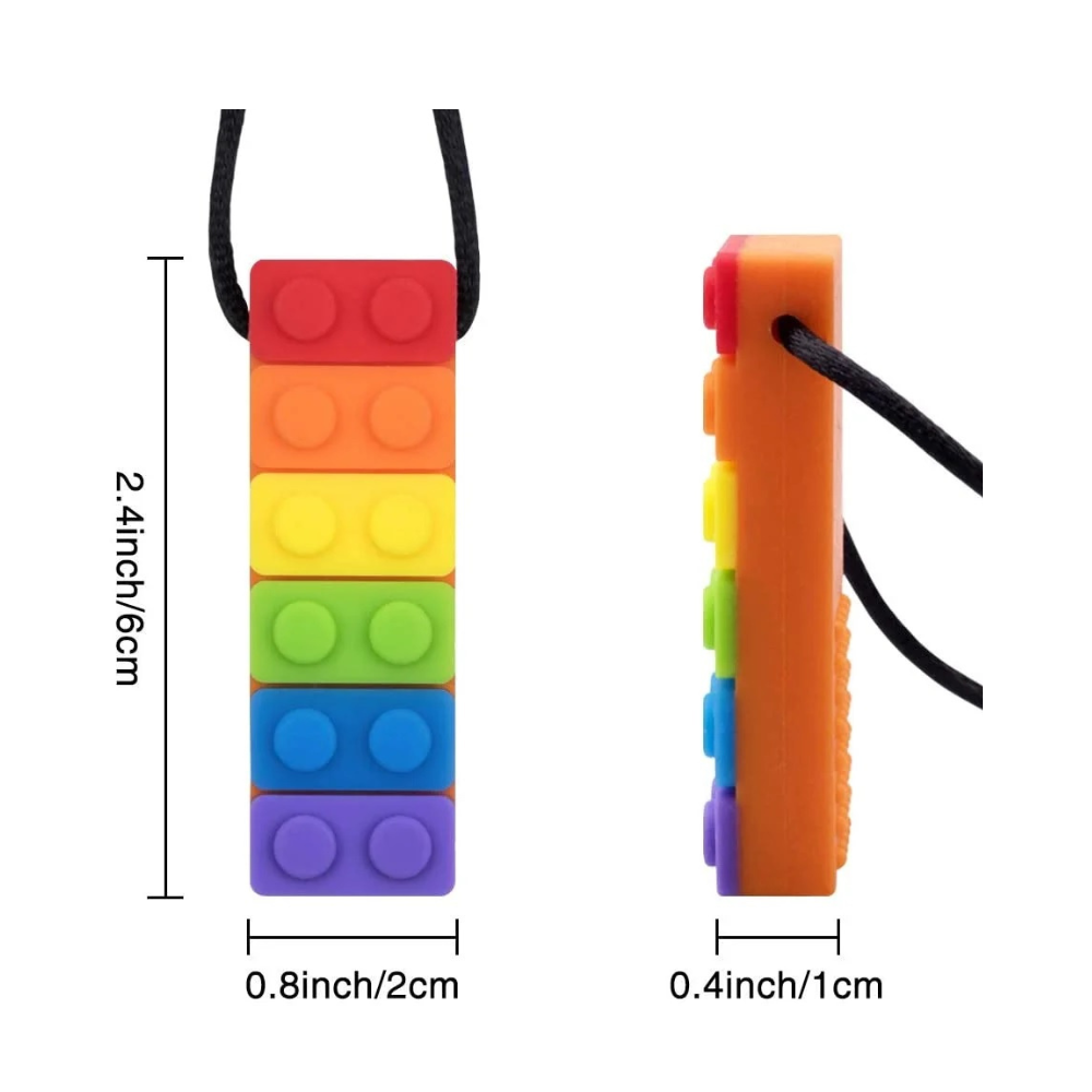 Rainbow Brick Sensory Chew Necklace For Biting, Teething, Autism, ADHD & Fidgeting