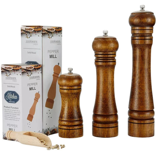Salt Pepper Grinder Oak Mill Manual Multipurpose Bottle Cruet Kitchen Tools