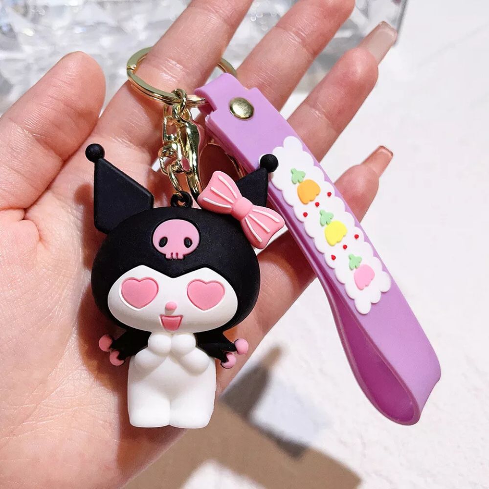 Sanrio Kuromi Cartoon Keyring Cute Keychain Bag Charm Pendent Kids Gift