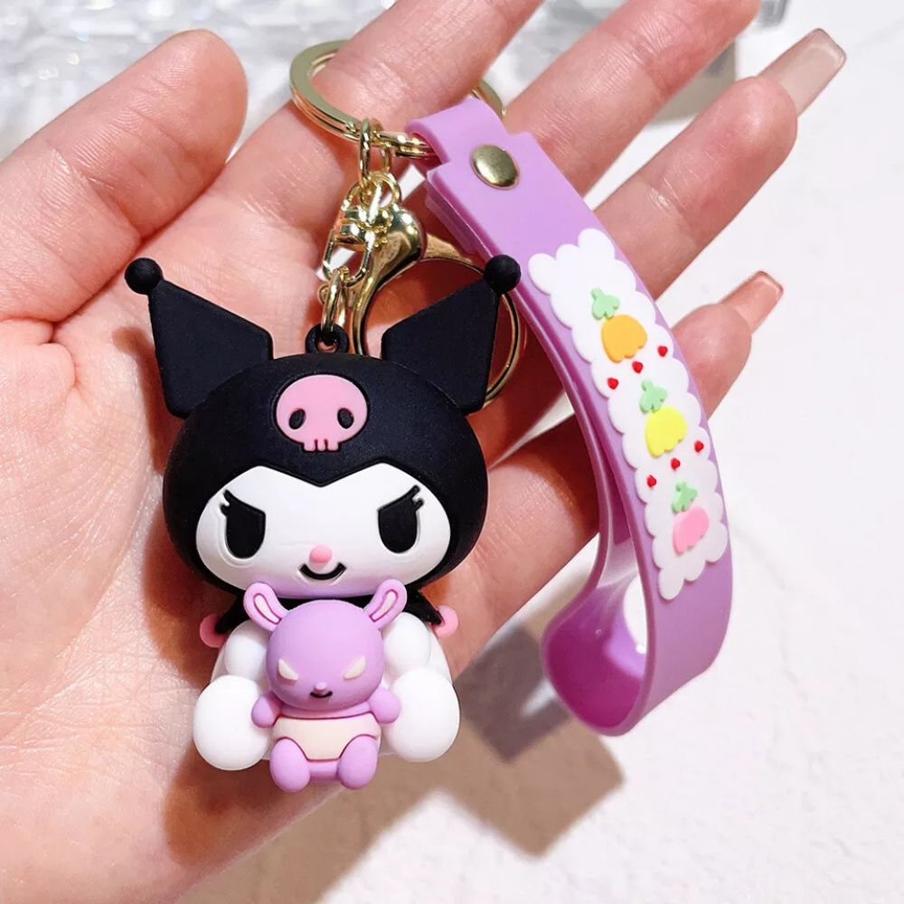 Sanrio Kuromi Cartoon Keyring Cute Keychain Bag Charm Pendent Kids Gift