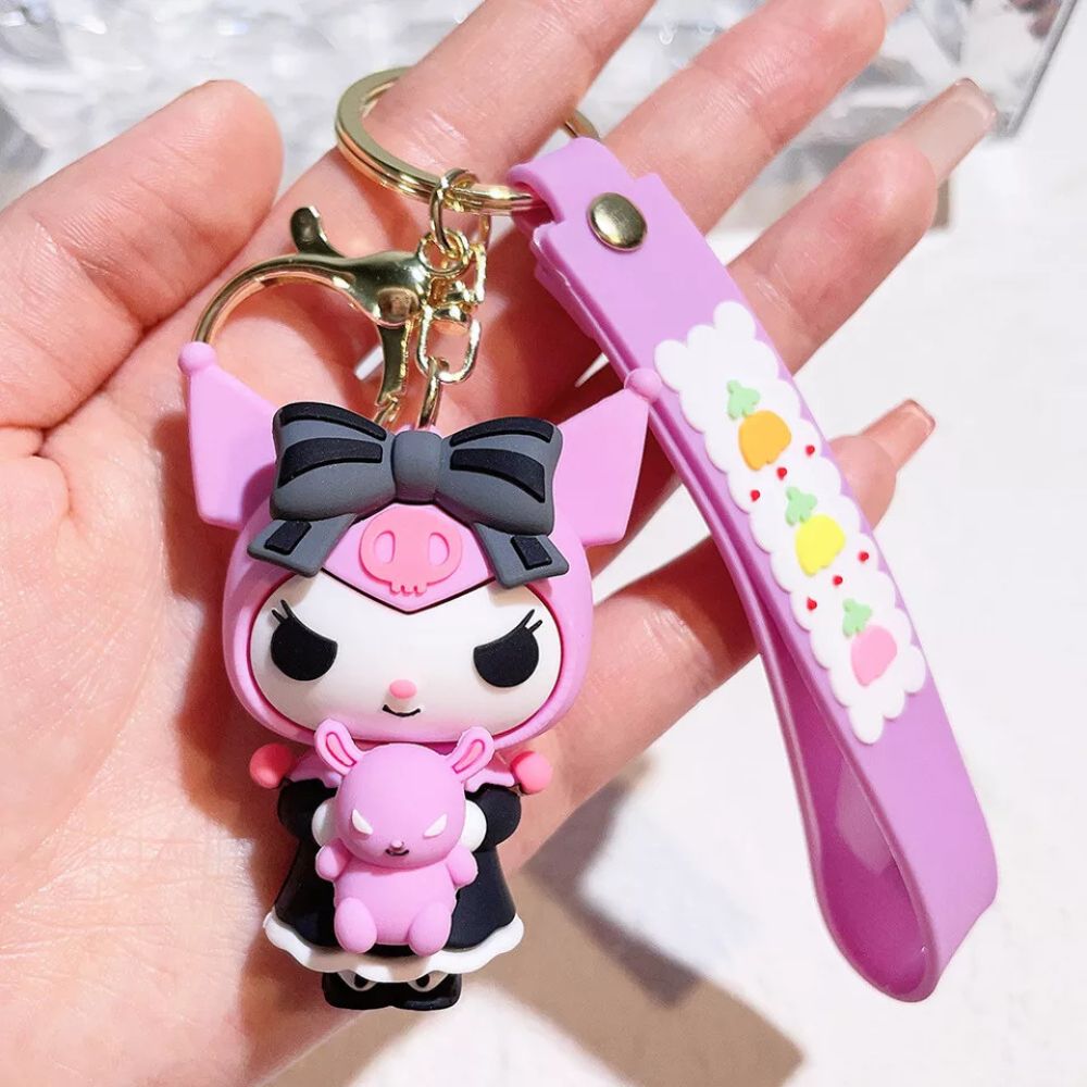Sanrio Kuromi Cartoon Keyring Cute Keychain Bag Charm Pendent Kids Gift