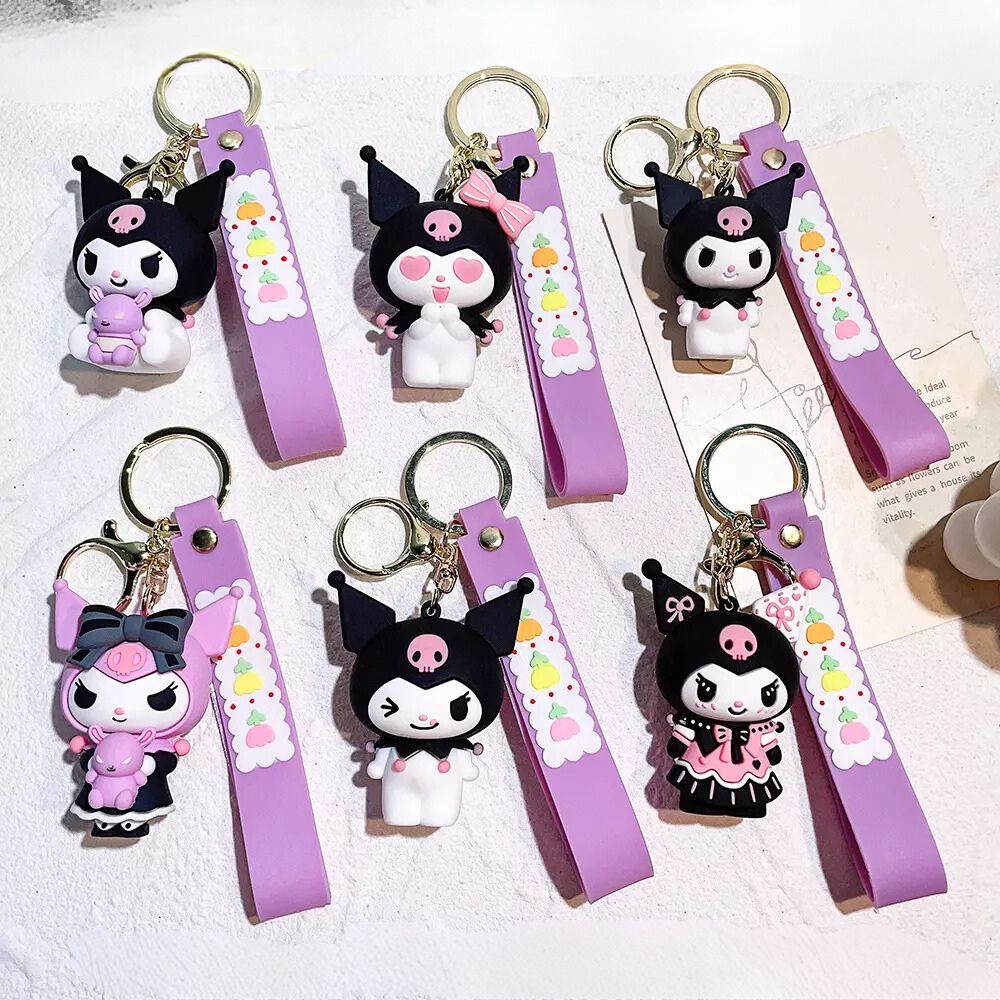 Sanrio Kuromi Cartoon Keyring Cute Keychain Bag Charm Pendent Kids Gift
