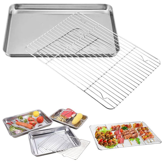 Stainless Steel Baking Tray with Cooling Rack Cookie Oven Kitchen Sheet Pan Set