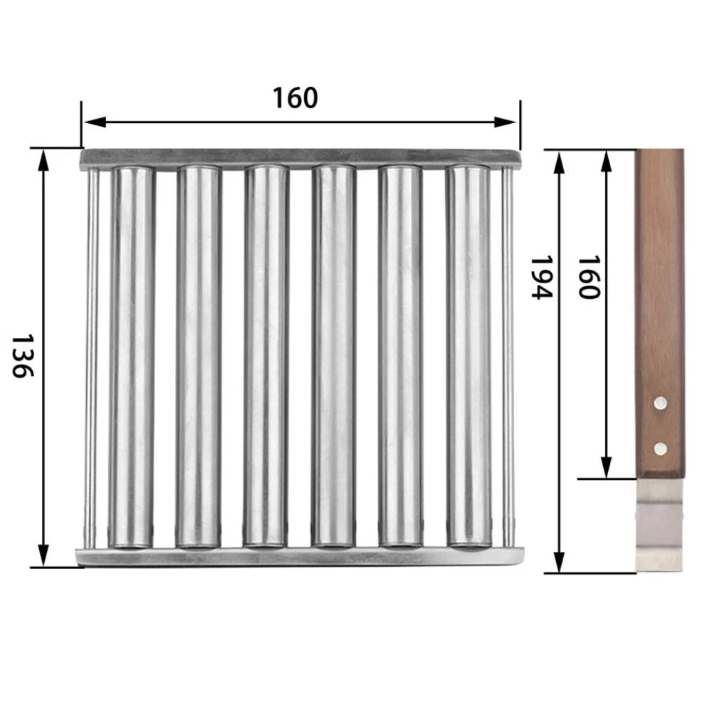 Stainless Steel Hot Dog Roller Sausage Roller Wood Handle BBQ Hot Dog Griller