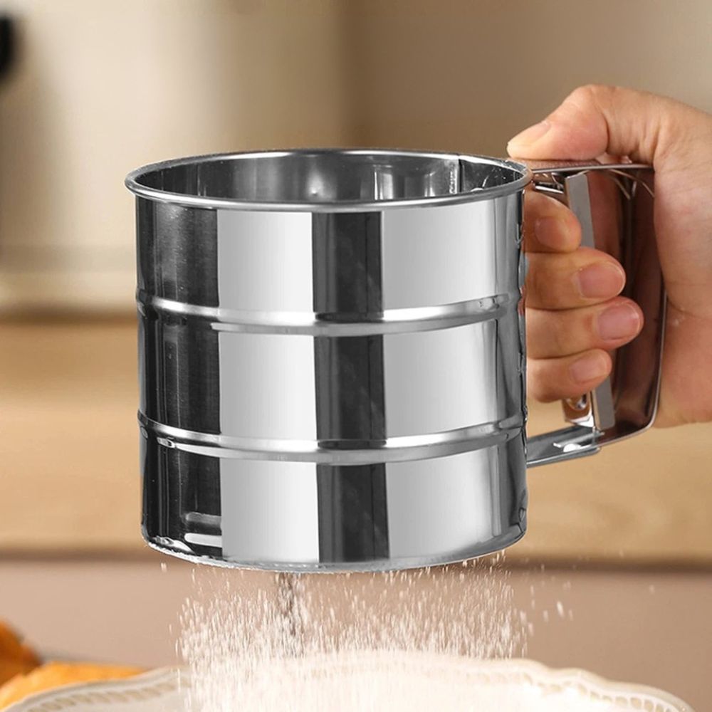 Stainless Steel Mesh Flour Sifter Baking Icing Sieve Strainer Cup Sugar Shaker