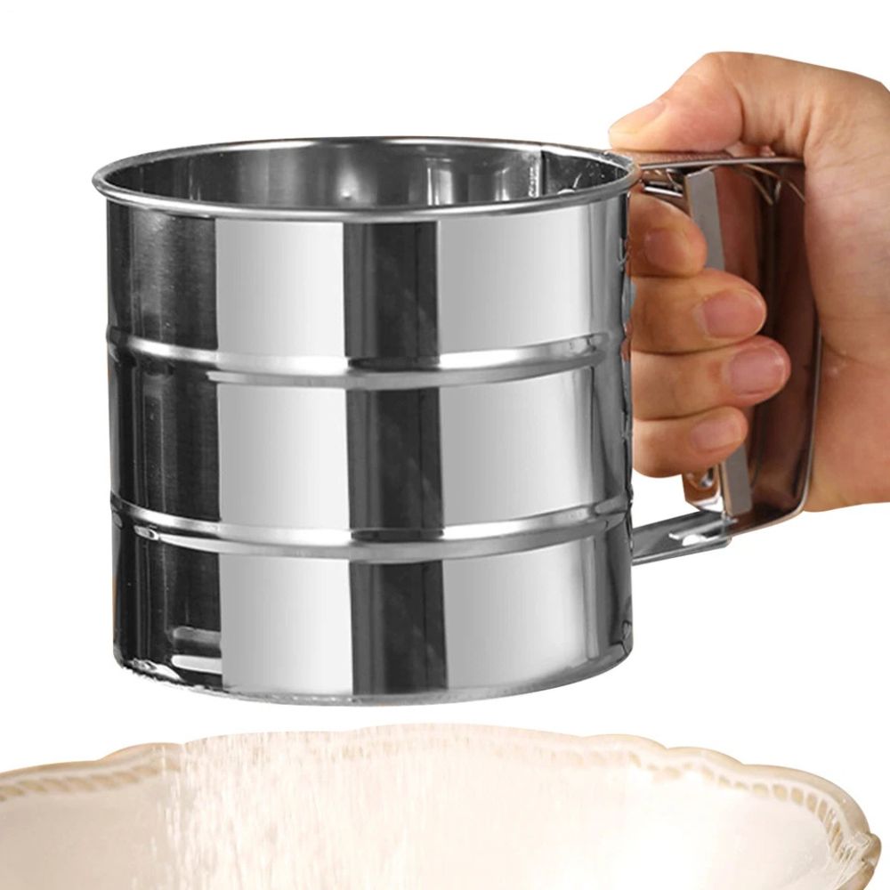 Stainless Steel Mesh Flour Sifter Baking Icing Sieve Strainer Cup Sugar Shaker
