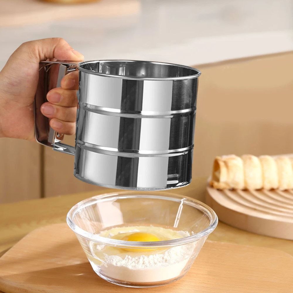 Stainless Steel Mesh Flour Sifter Baking Icing Sieve Strainer Cup Sugar Shaker
