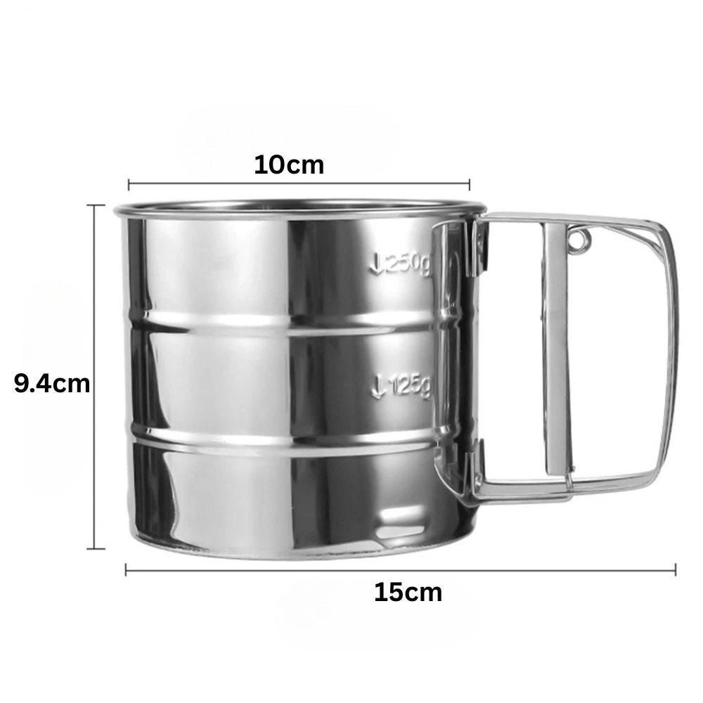 Stainless Steel Mesh Flour Sifter Baking Icing Sieve Strainer Cup Sugar Shaker