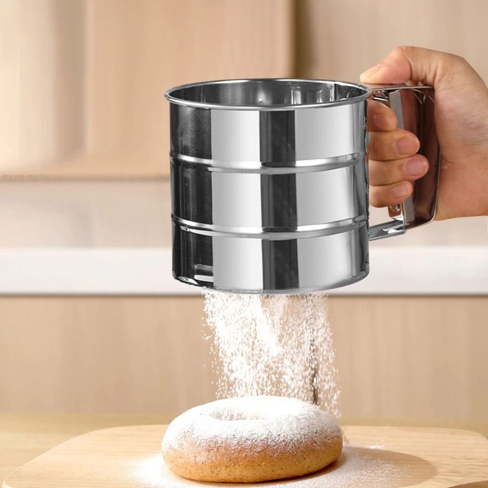 Stainless Steel Mesh Flour Sifter Baking Icing Sieve Strainer Cup Sugar Shaker
