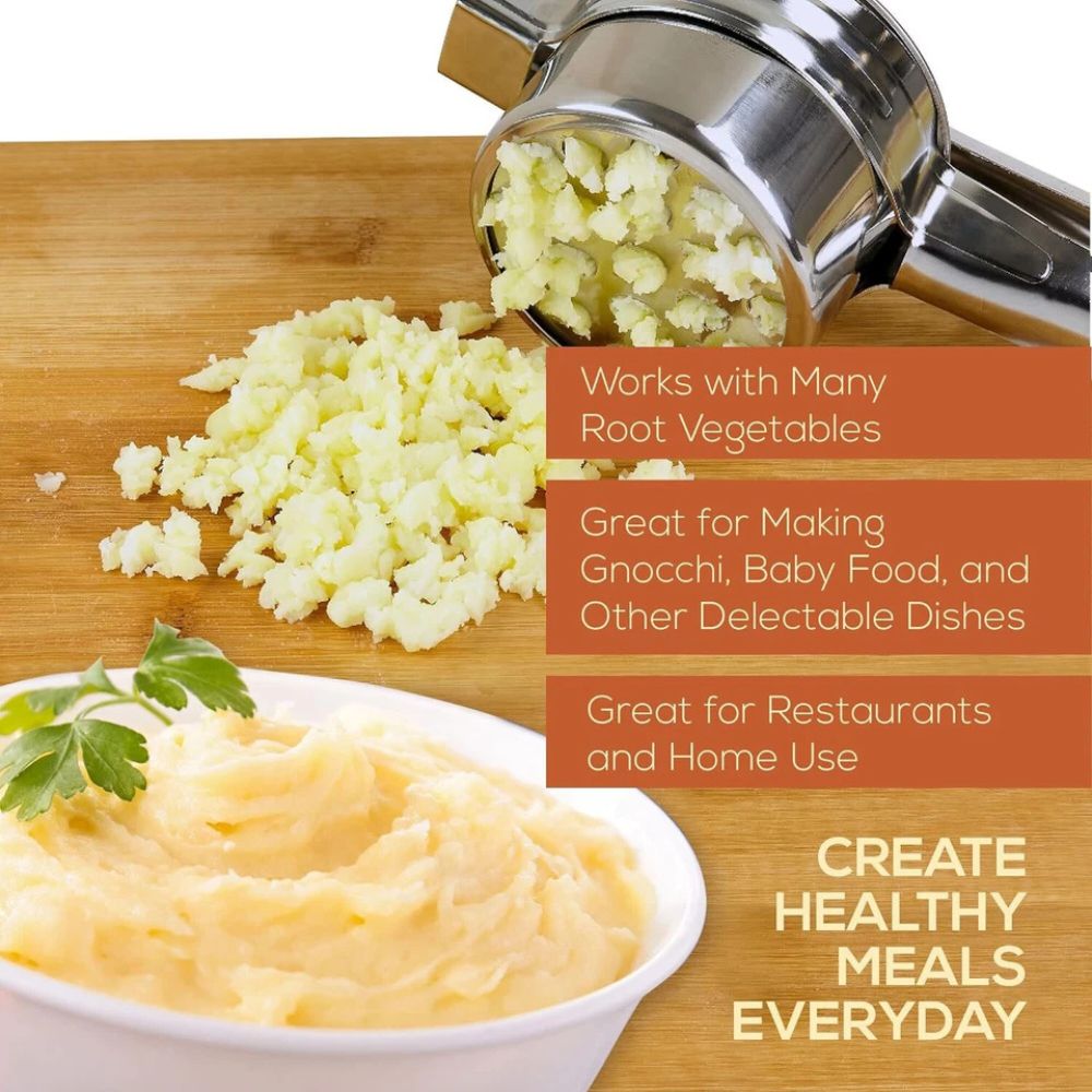 Stainless Steel Potato Ricer Fruit Manual Press Masher with 3 Discs Professional