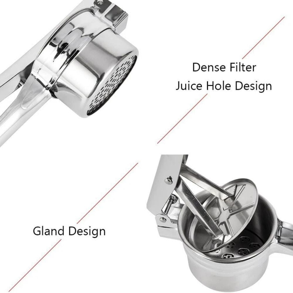 Stainless Steel Potato Ricer Fruit Manual Press Masher with 3 Discs Professional
