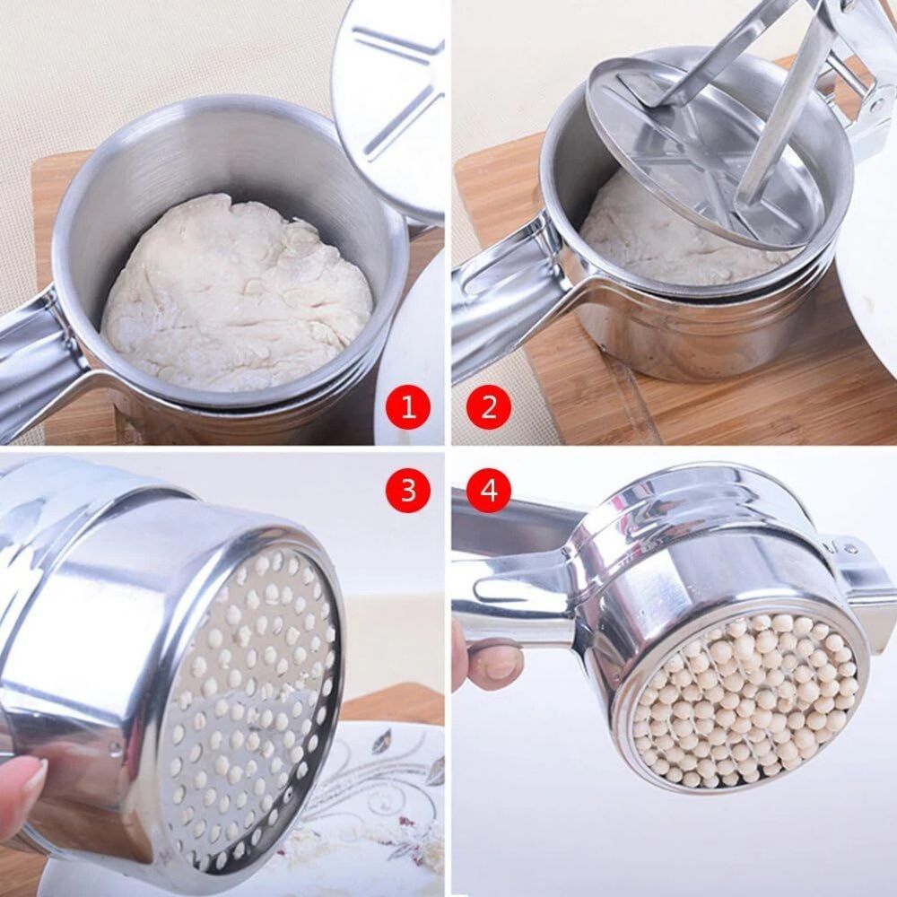 Stainless Steel Potato Ricer Fruit Manual Press Masher with 3 Discs Professional