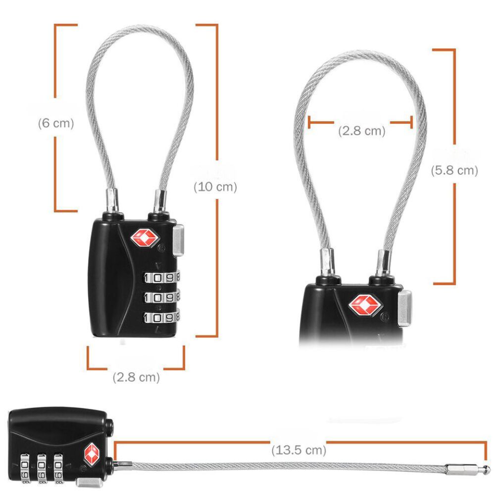 TSA Security 3 Combination Travel Suitcase Code Lock Padlock Luggage Bag