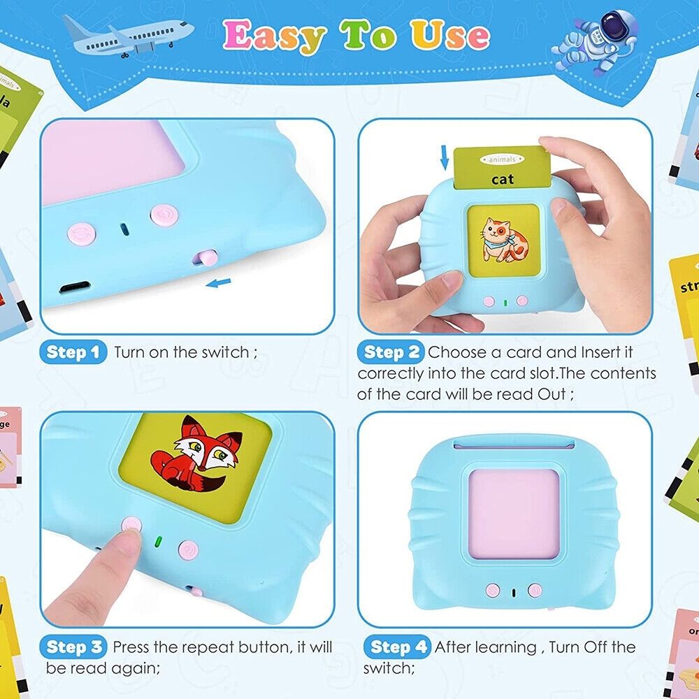 Talking Flash Cards For Toddlers Toy For Kids Preschool Words Learning Cards