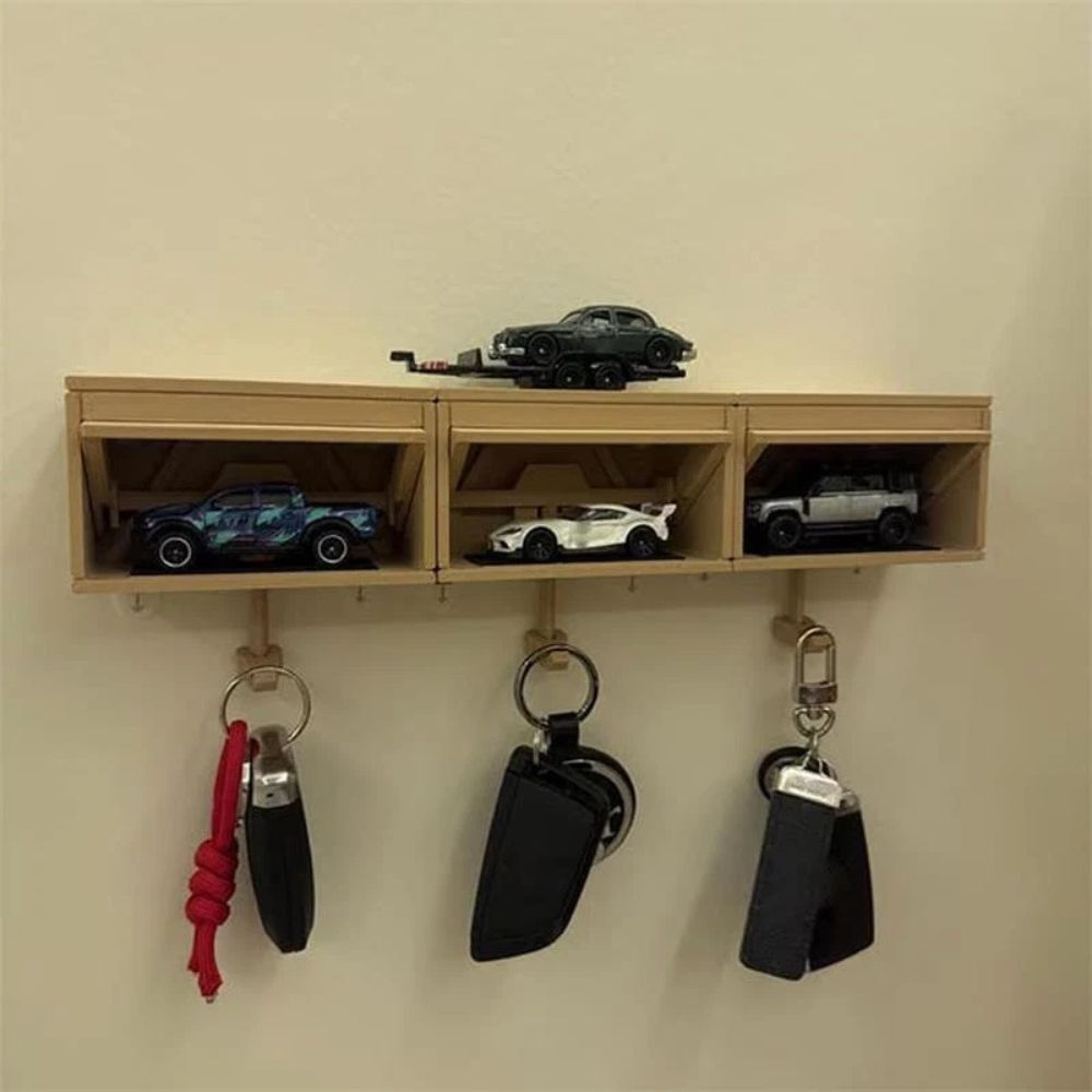 Wall Car Garage Key Holder with Opening Door 3D Printed Key Holder