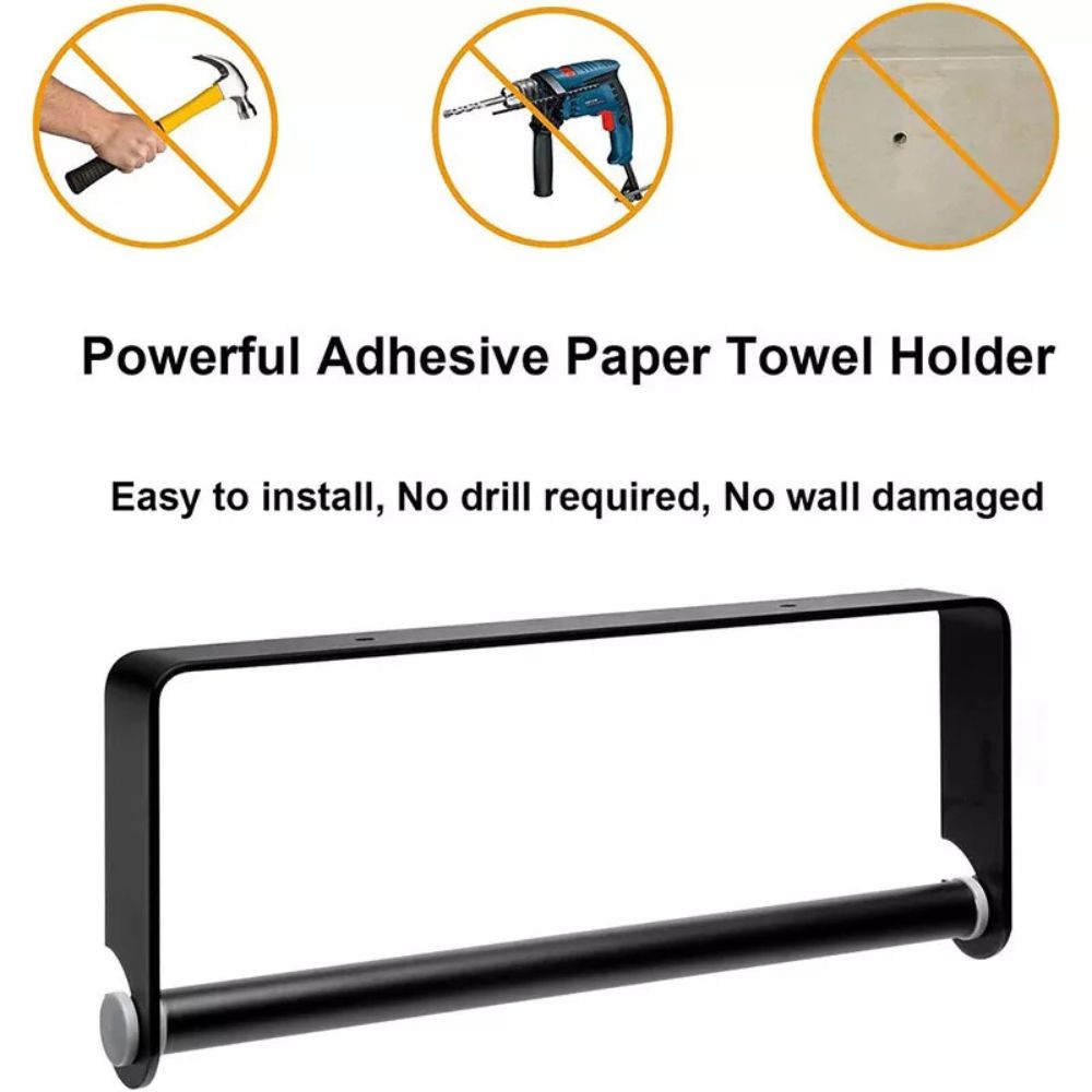 Wall Mount Paper Towel Holder Under Cabinet Stainless Steel Rack Kitchen