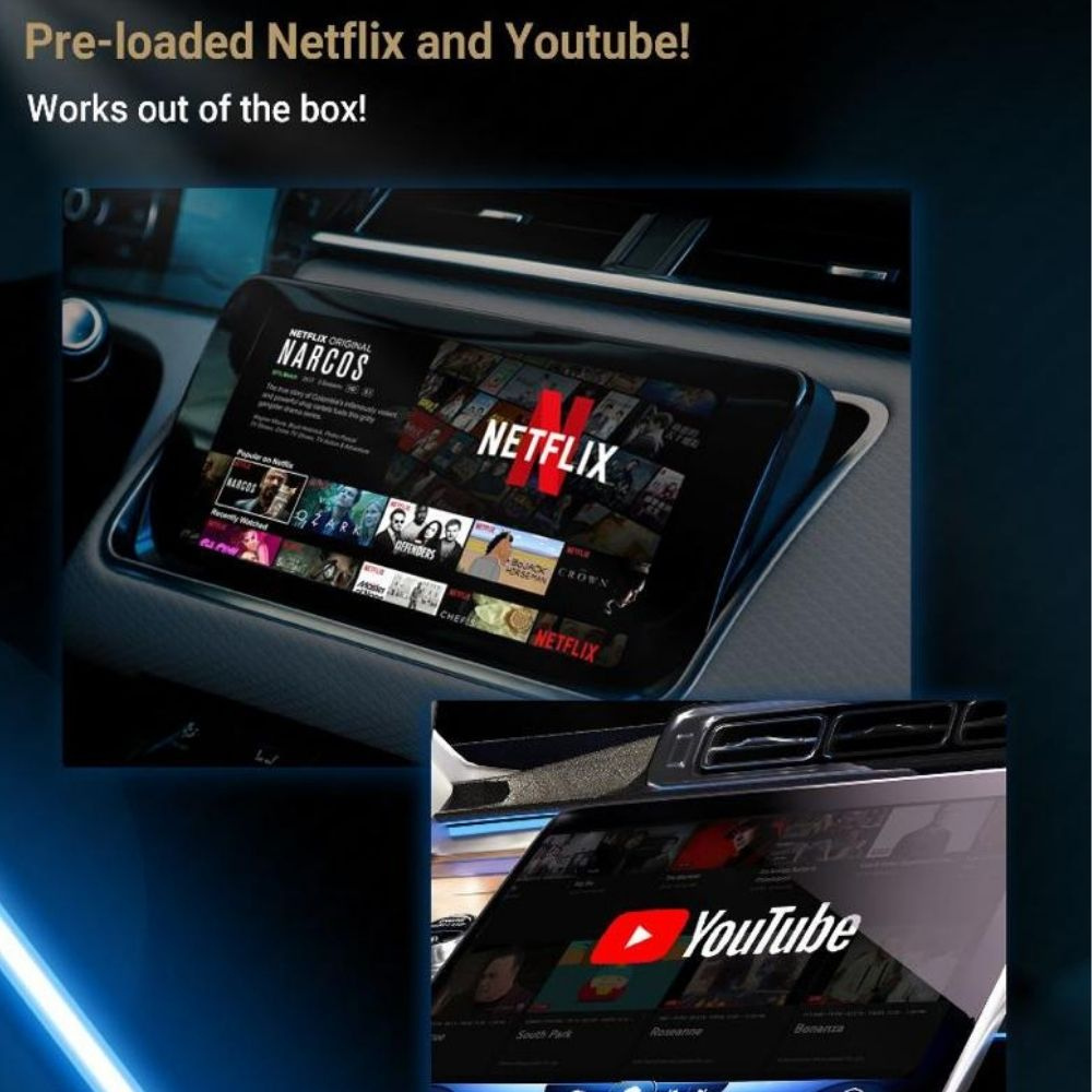 Wireless Carplay Auto Adapter For iPhone & Android With Netflix and Youtube